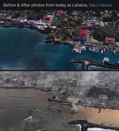 Aug 16 -Maui devastation following fire.